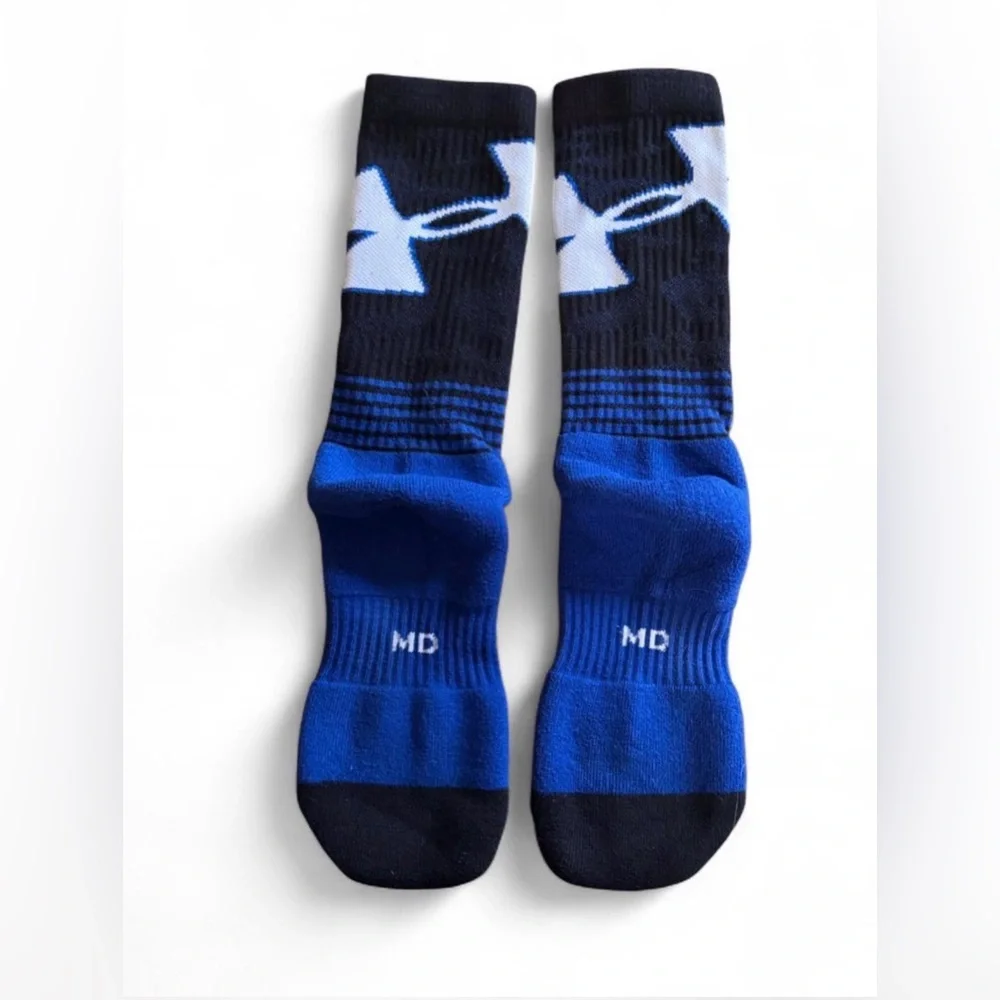 Under Armour Boys Phenom Crew Socks - Black/White/Blue - MD
